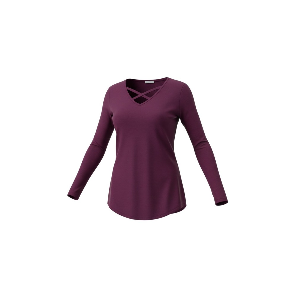 rue21 Top Womens Medium Purple Crisscross V-Neck Long Sleeve Rayon Blend